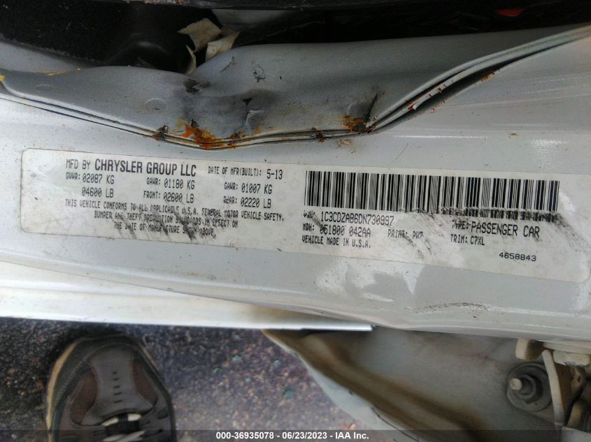 2013 DODGE AVENGER SE - 1C3CDZAB6DN730997
