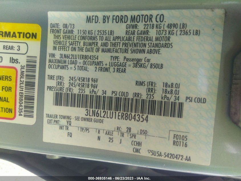 2014 LINCOLN MKZ HYBRID - 3LN6L2LU1ER804354