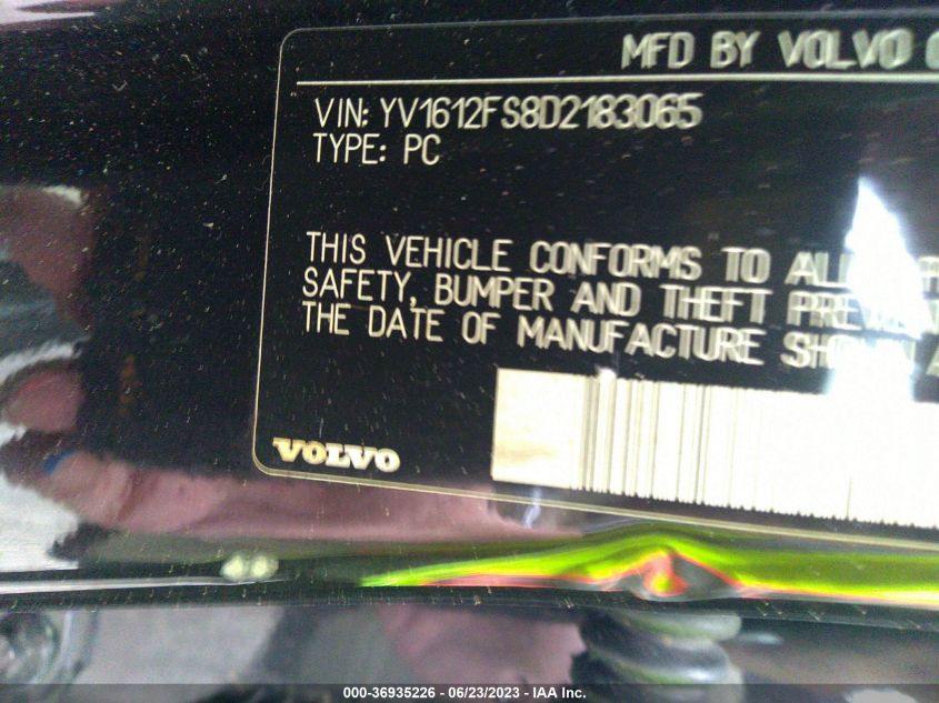2013 VOLVO S60 T5 - YV1612FS8D2183065
