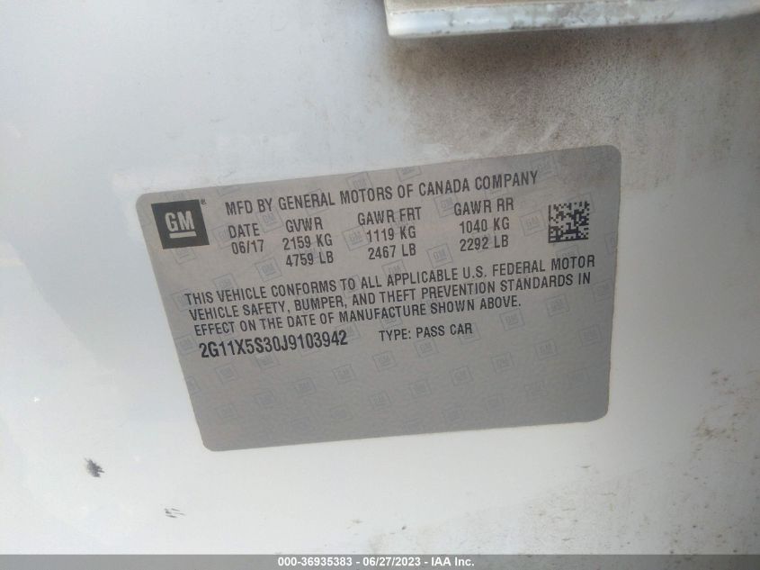2018 CHEVROLET IMPALA LS - 2G11X5S30J9103942