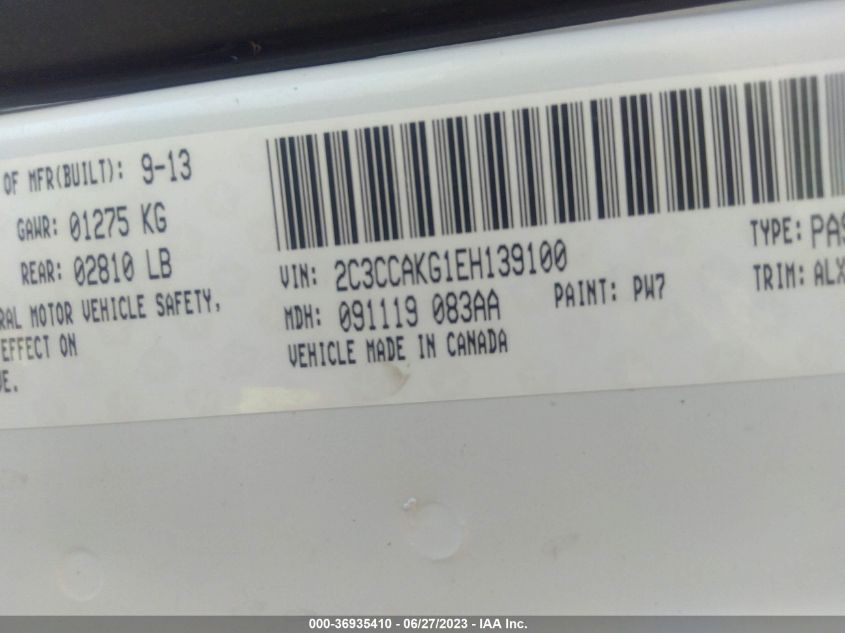 2014 CHRYSLER 300 300C - 2C3CCAKG1EH139100