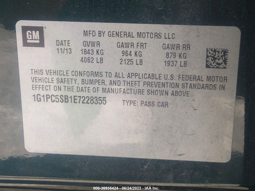 2014 CHEVROLET CRUZE 1LT - 1G1PC5SB1E7228355