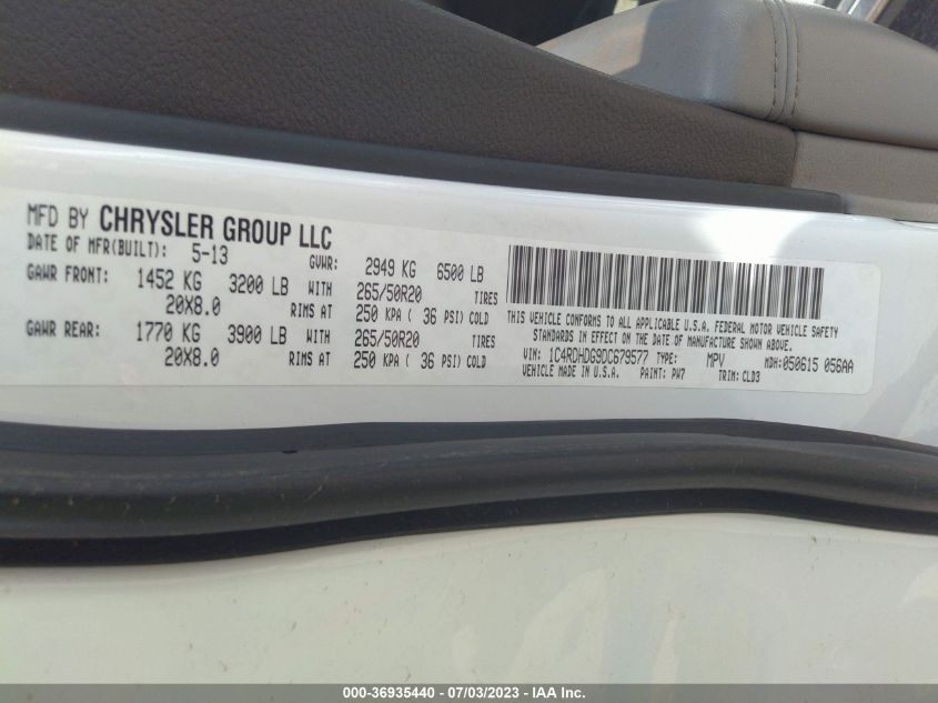 2013 DODGE DURANGO CREW - 1C4RDHDG9DC679577