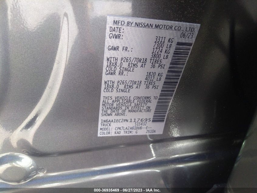 2023 NISSAN TITAN S/SV/PRO-4X - 1N6AA1EC2PN117695