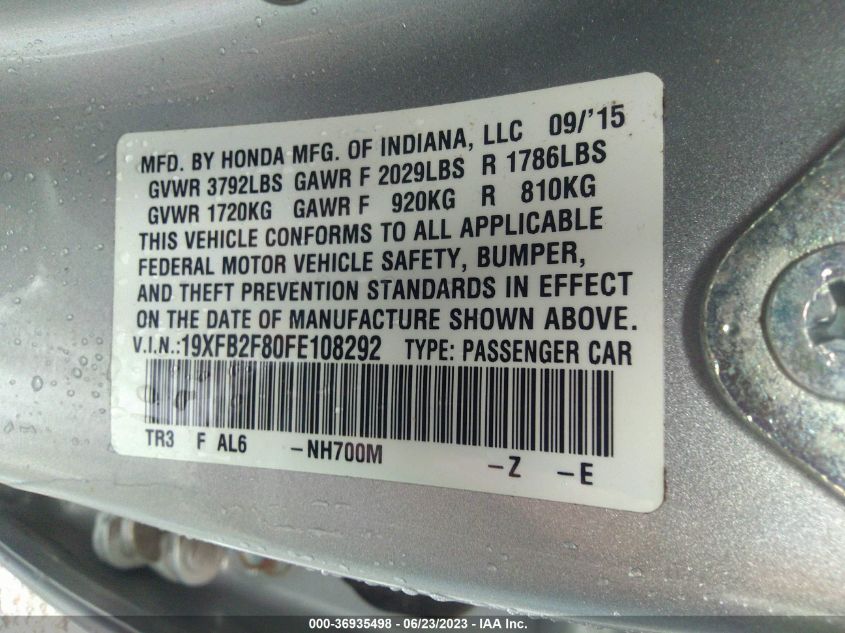 2015 HONDA CIVIC SEDAN EX - 19XFB2F80FE108292
