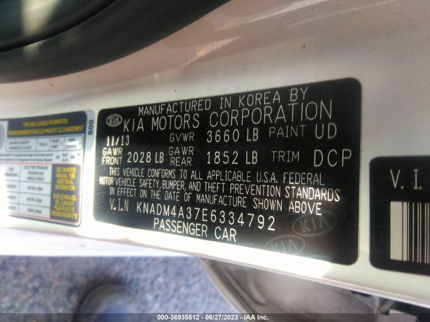 2014 KIA RIO LX - KNADM4A37E6334792