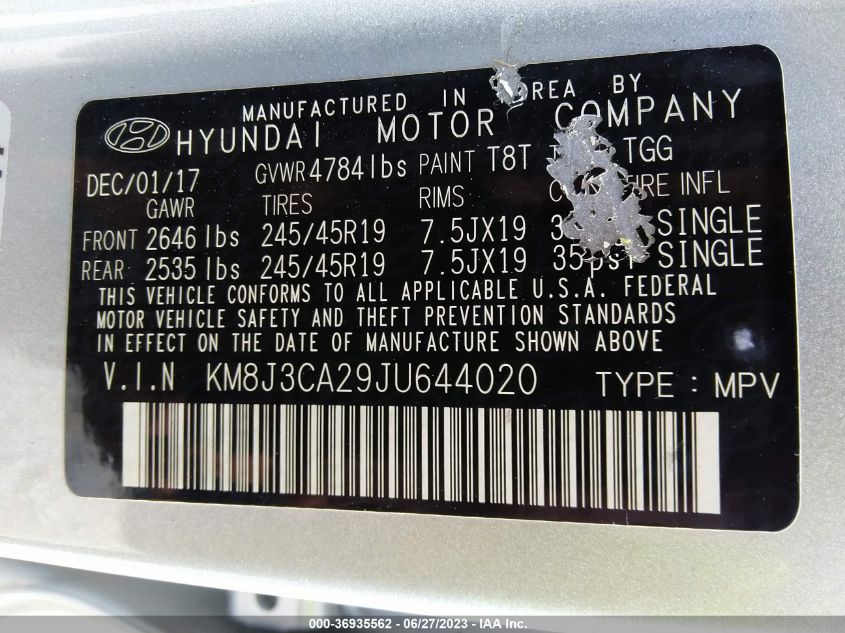 2018 HYUNDAI TUCSON VALUE - KM8J3CA29JU644020