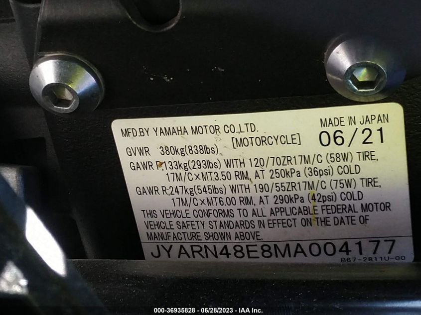 2021 YAMAHA MTN1000 JYARN48E8MA004177
