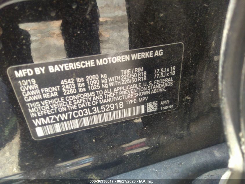 2020 MINI COUNTRYMAN COOPER S WMZYW7C03L3L52918