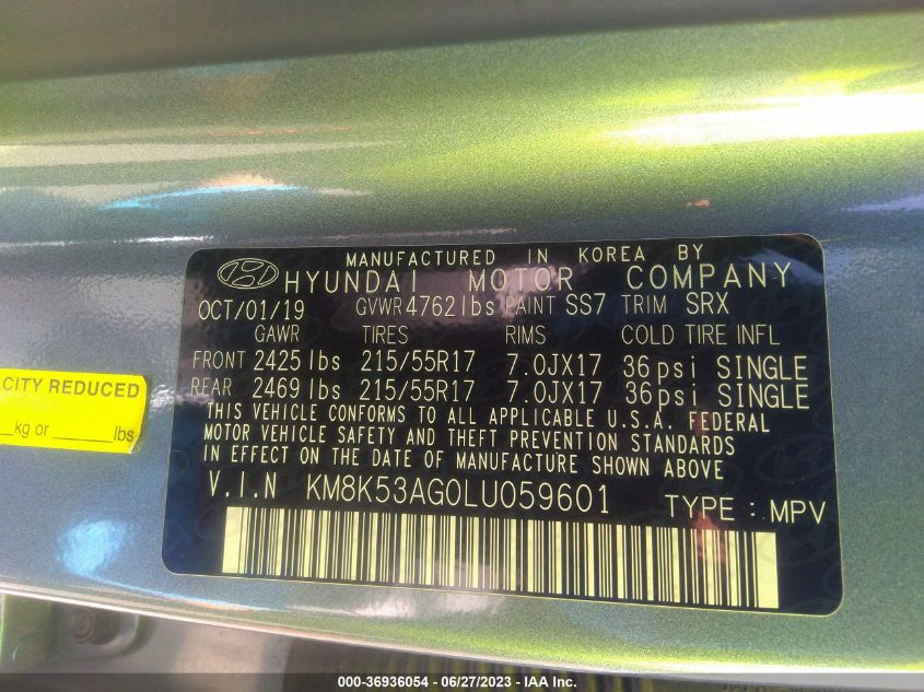 2020 HYUNDAI KONA EV ULTIMATE - KM8K53AG0LU059601