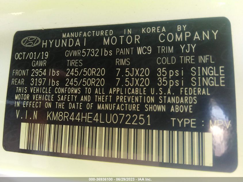 2020 HYUNDAI PALISADE SEL - KM8R44HE4LU072251
