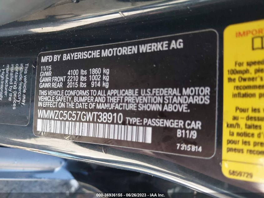 2016 MINI COOPER COUNTRYMAN S - WMWZC5C57GWT38910