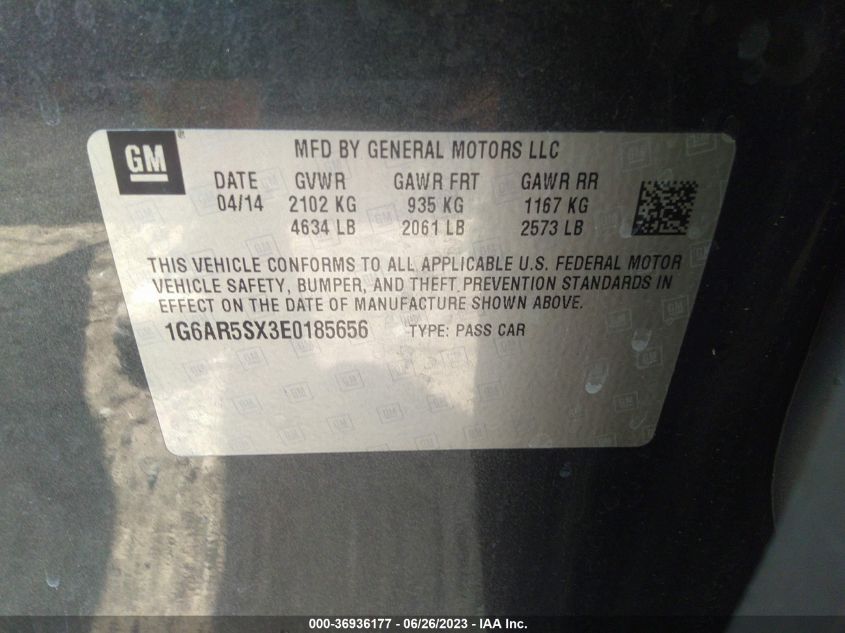 2014 CADILLAC CTS LUXURY 1G6AR5SX3E0185656
