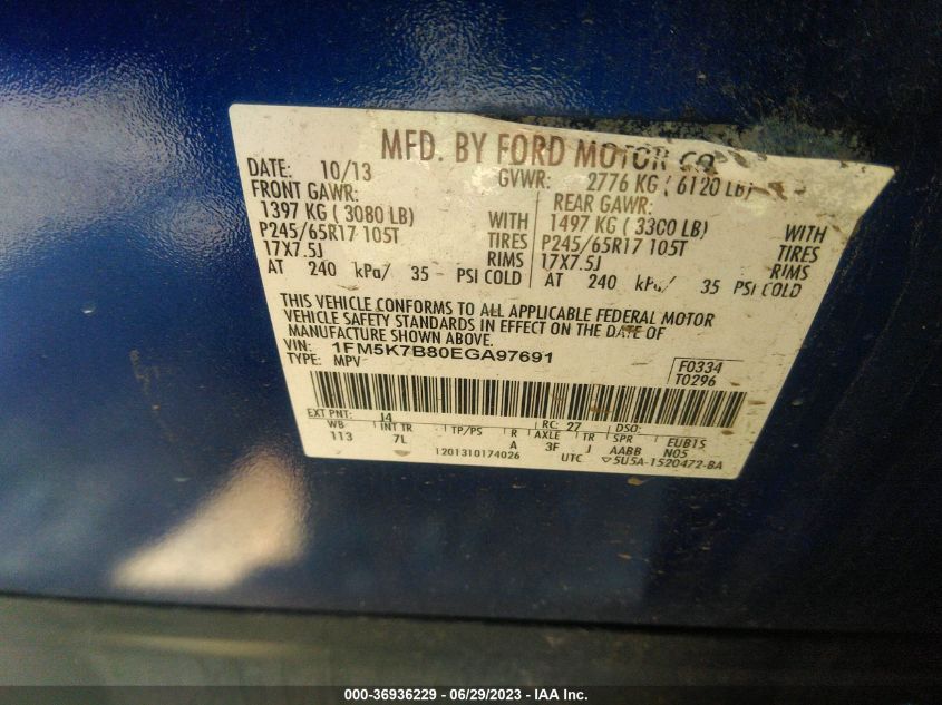 2014 FORD EXPLORER BASE - 1FM5K7B80EGA97691