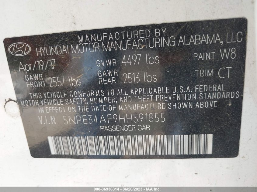 2017 HYUNDAI SONATA SPORT - 5NPE34AF9HH591855