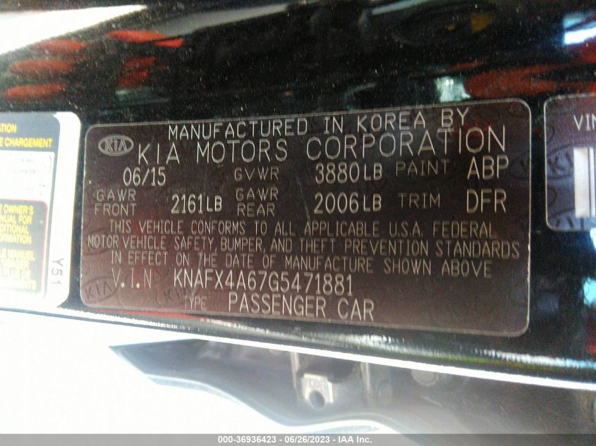 2016 KIA FORTE LX - KNAFX4A67G5471881