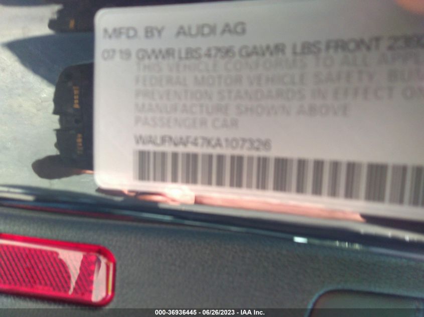 2019 AUDI A4 PRESTIGE - WAUFNAF47KA107326