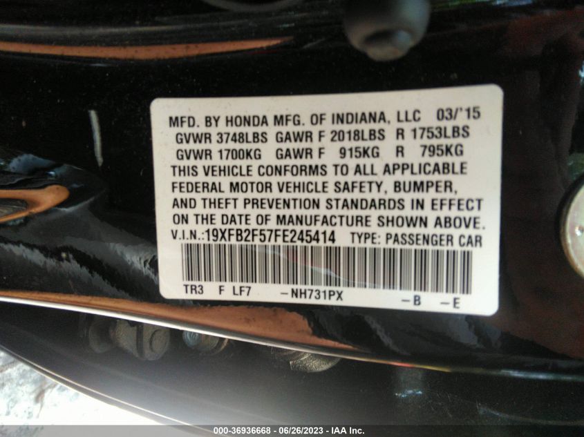 2015 HONDA CIVIC SEDAN LX - 19XFB2F57FE245414