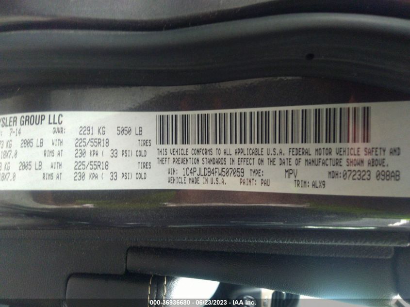2015 JEEP CHEROKEE LIMITED - 1C4PJLDB4FW507059