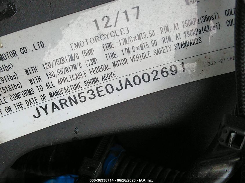 2018 YAMAHA MT09 JYARN53EOJA002691