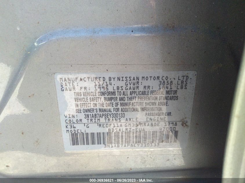 2014 NISSAN SENTRA SR - 3N1AB7AP8EY330133