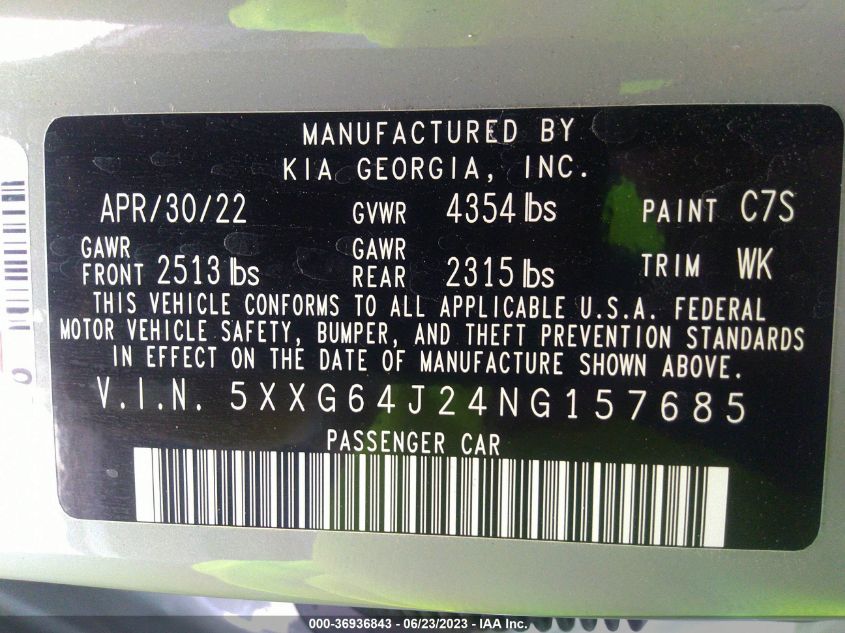 2022 KIA K5 GT-LINE - 5XXG64J24NG157685