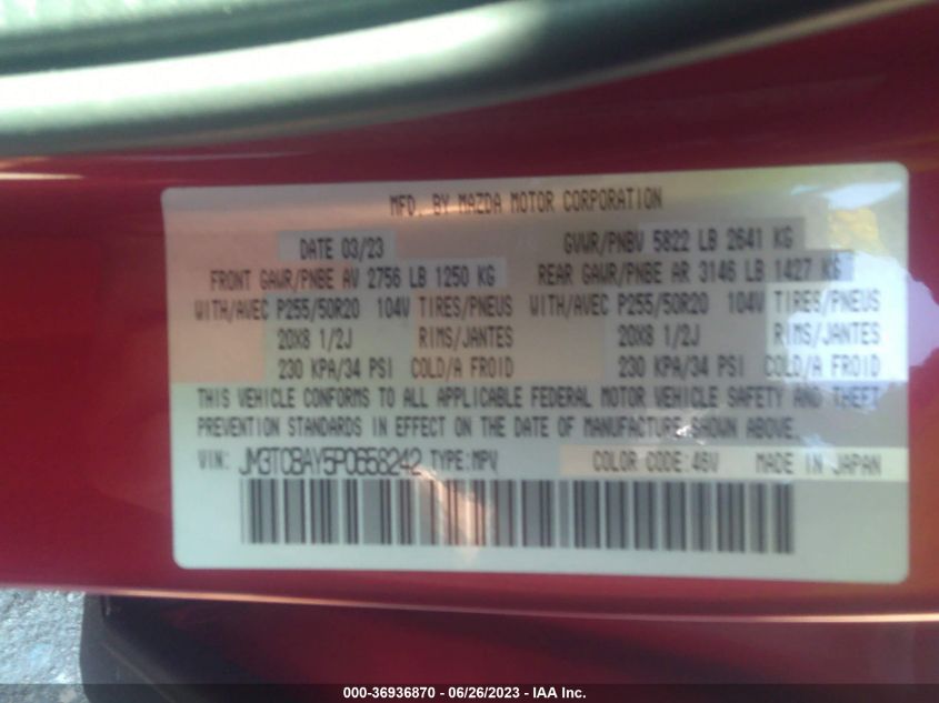2023 MAZDA CX-9 TOURING PLUS - JM3TCBAY5P0658242