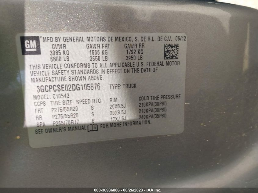 2013 CHEVROLET SILVERADO 1500 LT - 3GCPCSE02DG105876