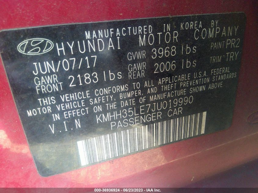 2018 HYUNDAI ELANTRA GT - KMHH35LE7JU019990