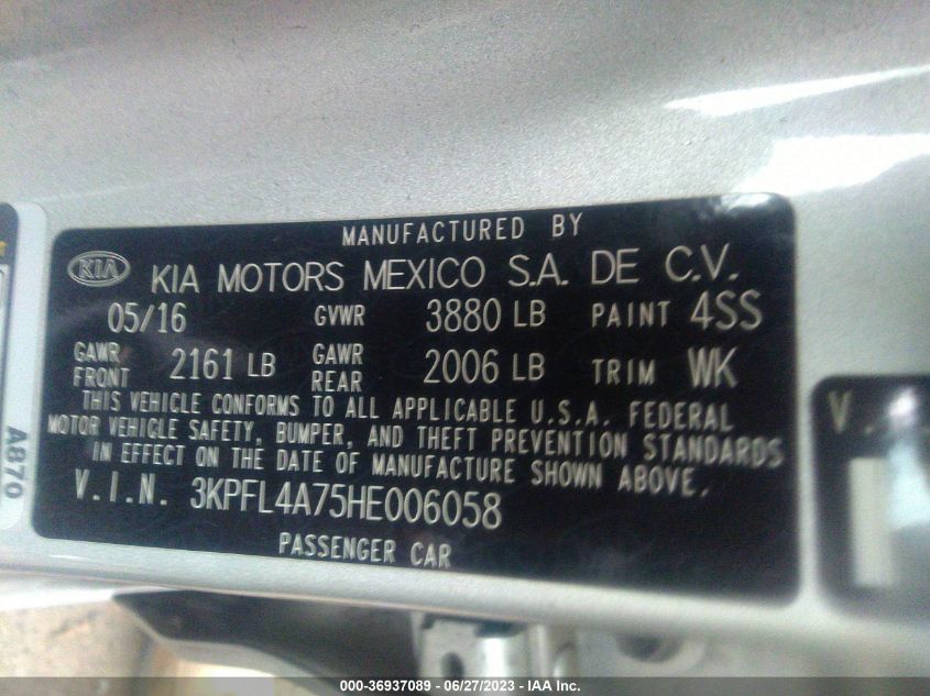 2017 KIA FORTE LX - 3KPFL4A75HE006058
