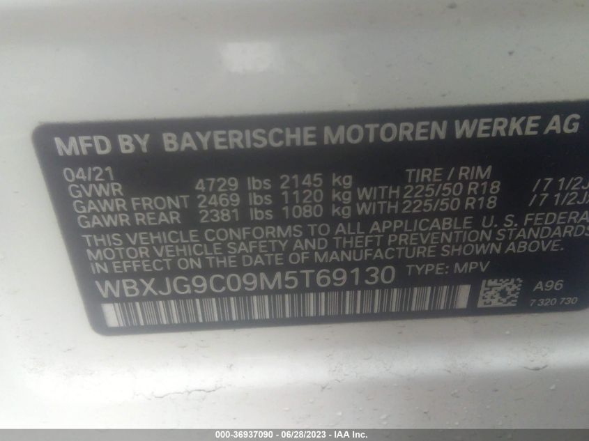 2021 BMW X1 XDRIVE28I - WBXJG9C09M5T69130