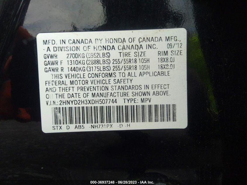 2013 ACURA MDX TECH PKG - 2HNYD2H3XDH507744
