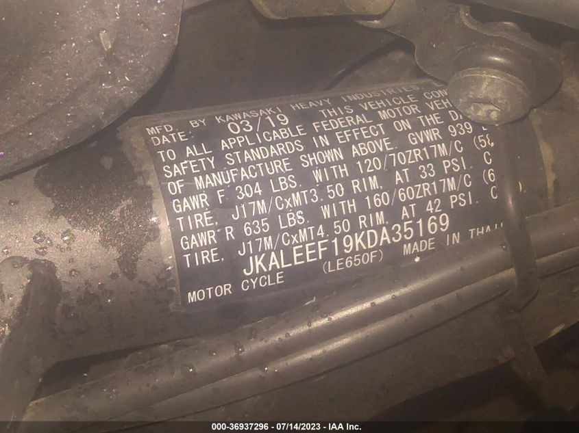 2019 KAWASAKI KLE650 F - JKALEEF19KDA35169