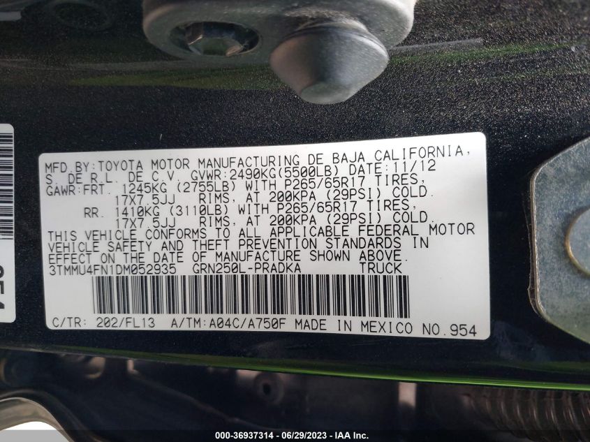 2013 TOYOTA TACOMA - 3TMMU4FN1DM052935