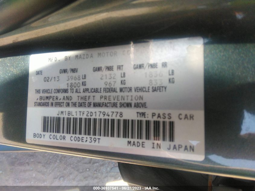 2013 MAZDA MAZDA3 I SV - JM1BL1TF2D1794778