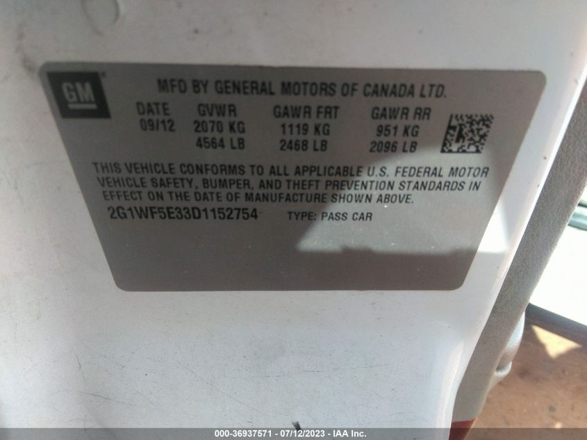 2013 CHEVROLET IMPALA LS - 2G1WF5E33D1152754