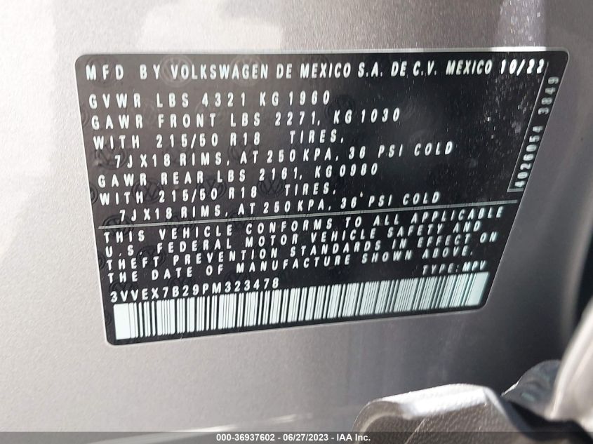 2023 VOLKSWAGEN TAOS SE - 3VVEX7B29PM323478