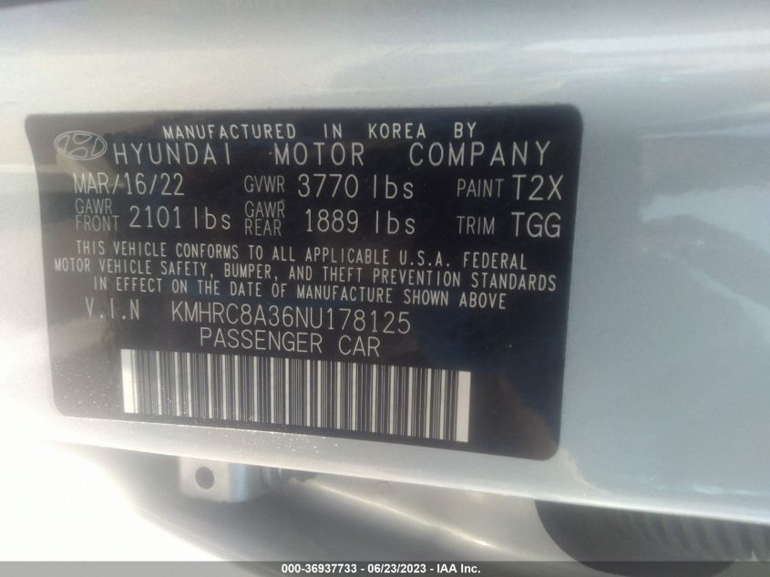 2022 HYUNDAI VENUE SEL - KMHRC8A36NU178125