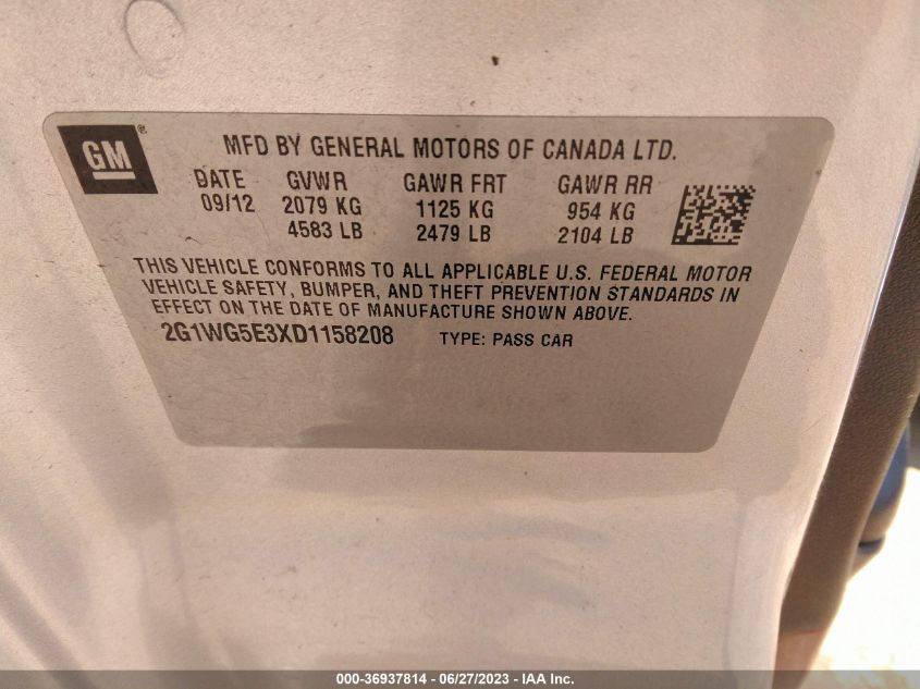 2013 CHEVROLET IMPALA LT - 2G1WG5E3XD1158208