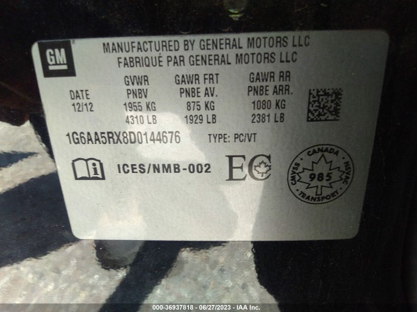 2013 CADILLAC ATS - 1G6AA5RX8D0144676