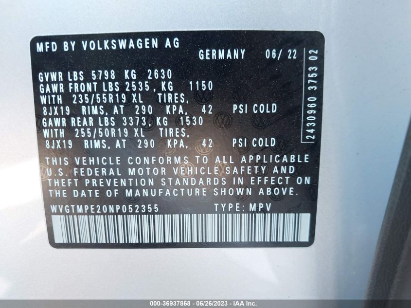 2022 VOLKSWAGEN ID.4 PRO S - WVGTMPE20NP052355