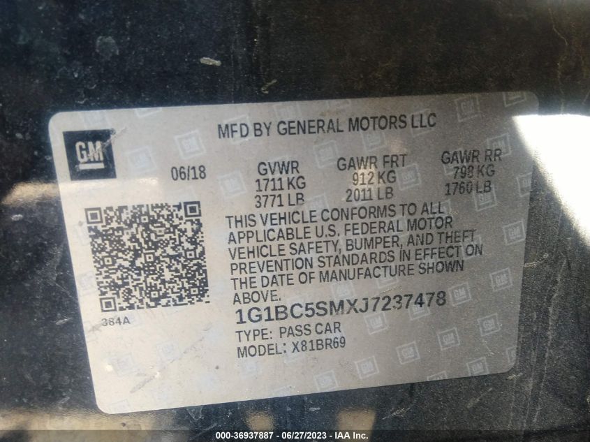 2018 CHEVROLET CRUZE LS - 1G1BC5SMXJ7237478
