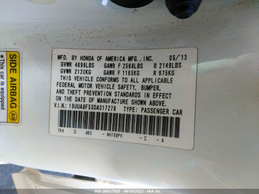2013 ACURA TL TECH - 19UUA8F55DA017278