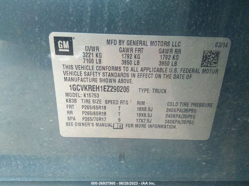 2014 CHEVROLET SILVERADO 1500 LT - 1GCVKREH1EZ290206