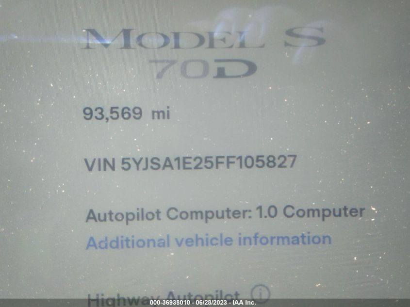 2015 TESLA MODEL S 85D/70D/90D/P90D - 5YJSA1E25FF105827