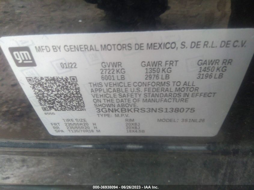 2022 CHEVROLET BLAZER RS - 3GNKBKRS3NS138075