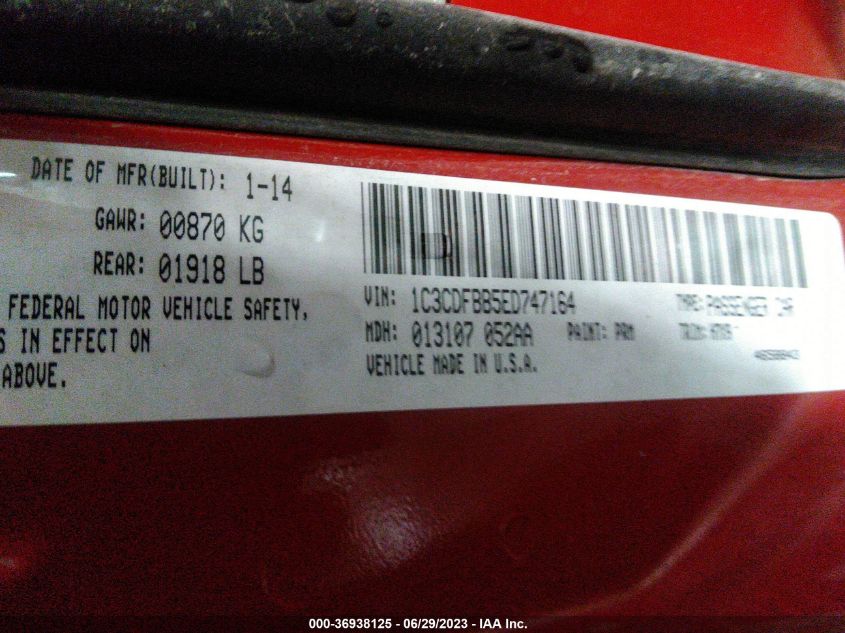 2014 DODGE DART SXT - 1C3CDFBB5ED747164