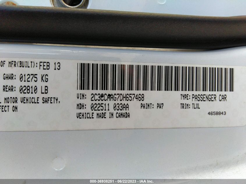 2013 CHRYSLER 300 - 2C3CCAAG7DH657468