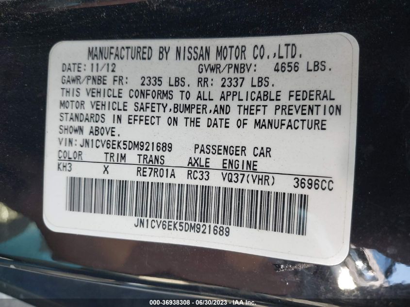 2013 INFINITI G37 COUPE JOURNEY JN1CV6EK5DM921689