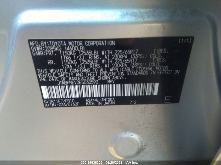 2014 TOYOTA RAV4 LE - JTMBFREV0E5030593
